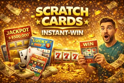 Exciting scratch card lottery games with 500000 dollar jackpot prizes