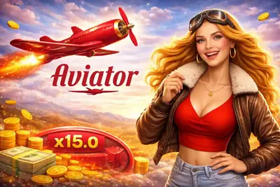 Popular Aviator crash game with x15.0 multiplier and vintage airplane theme